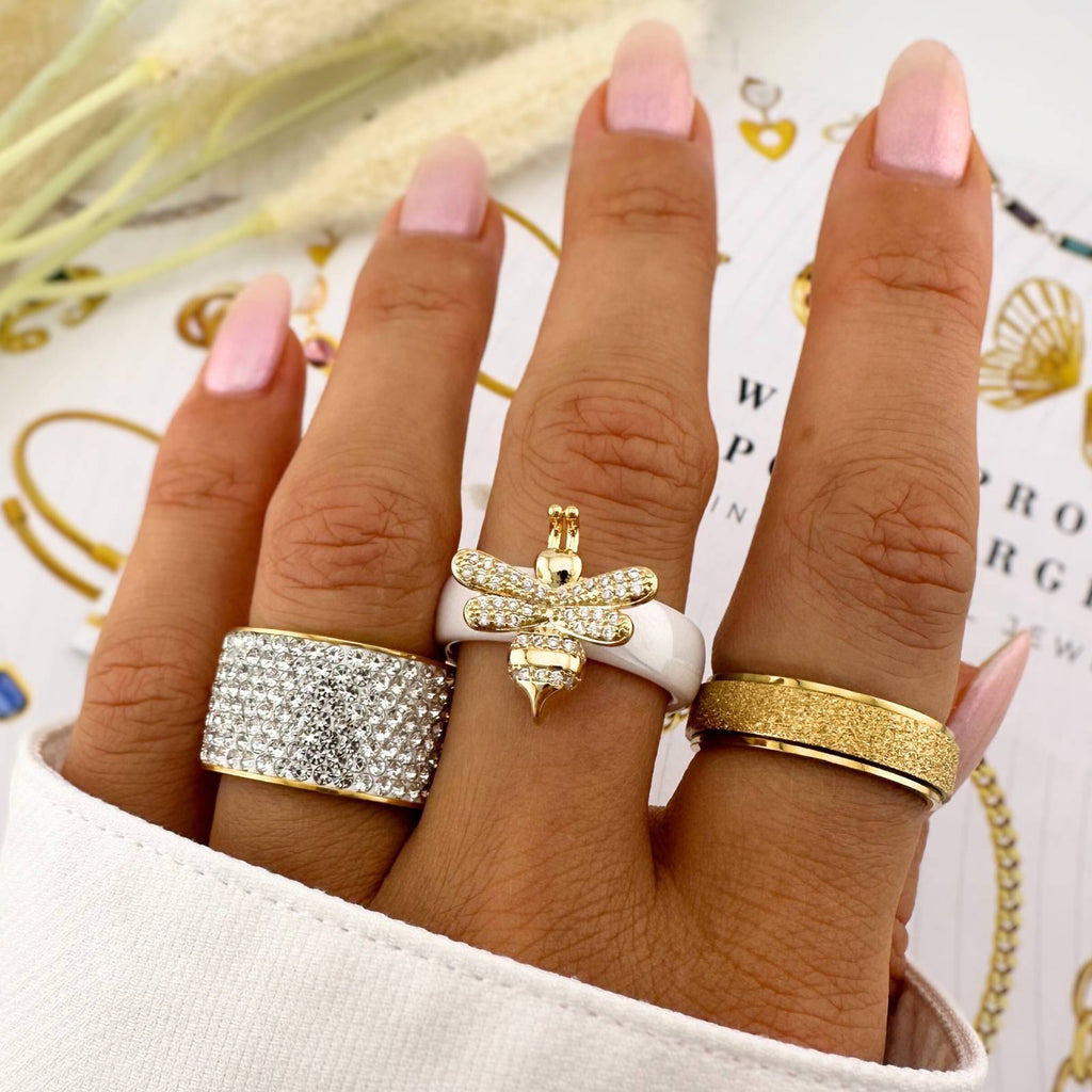 Endless Sparkle Ring, 18K Gold Plated Steel