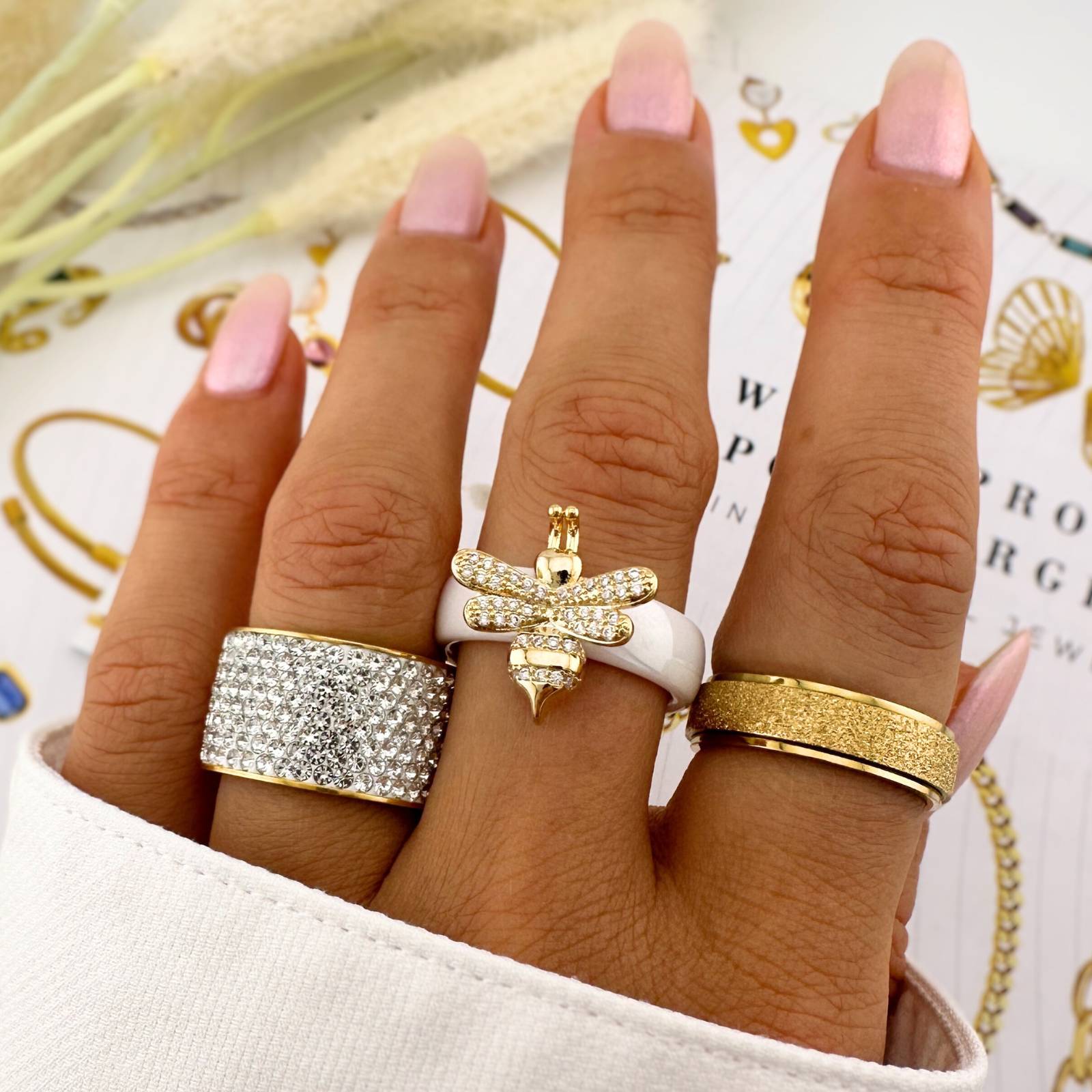 Endless Sparkle Ring, 18K Gold Plated Steel