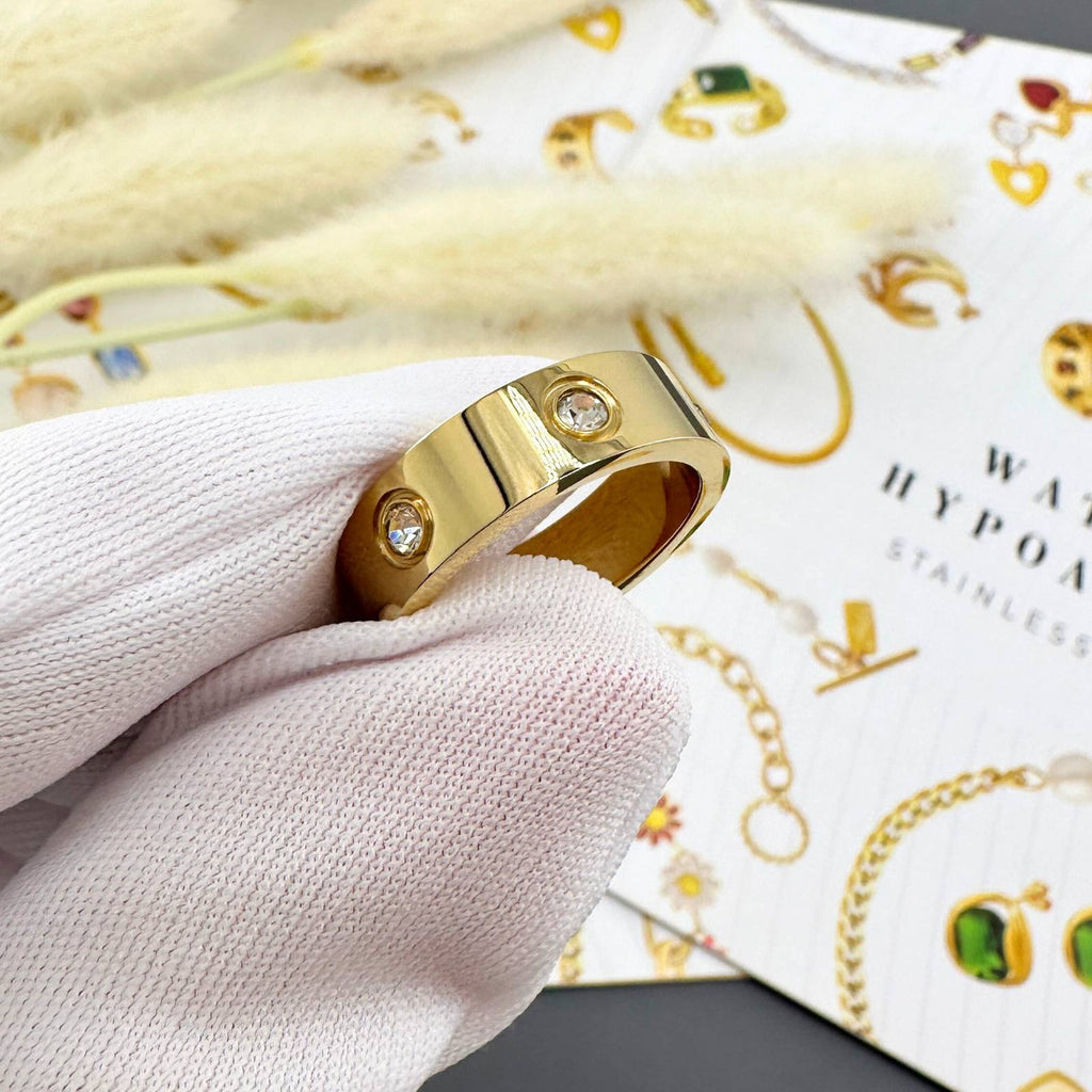 Eternal Spark Ring, 18K Gold Plated Steel