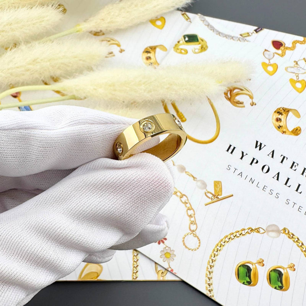 Eternal Spark Ring, 18K Gold Plated Steel