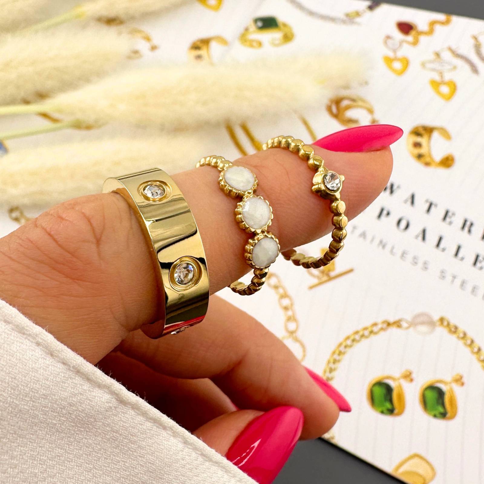 Eternal Spark Ring, 18K Gold Plated Steel
