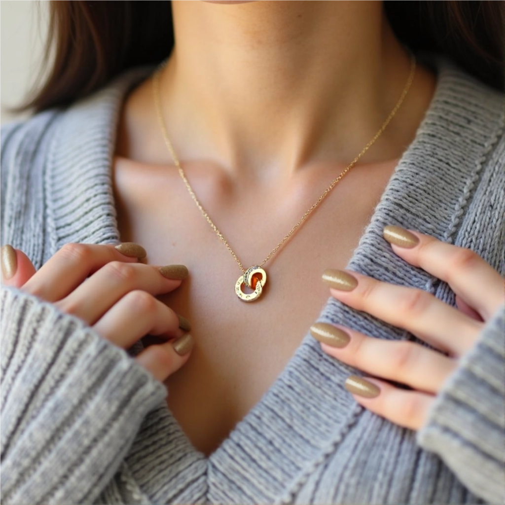 Eternal Time Necklace, 18K Gold Plated Steel