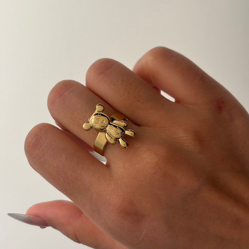 Gold Love Bear Ring