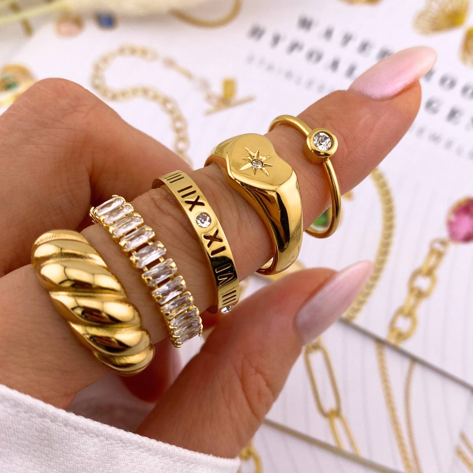 Simple Shine Ring, 18K Gold Plated Steel