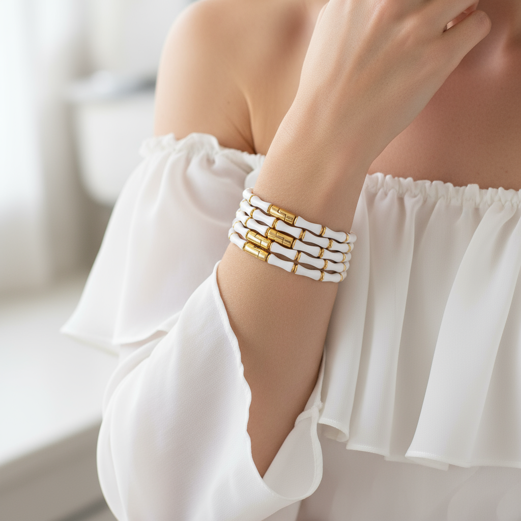 White Bamboo Elegance Bracelet