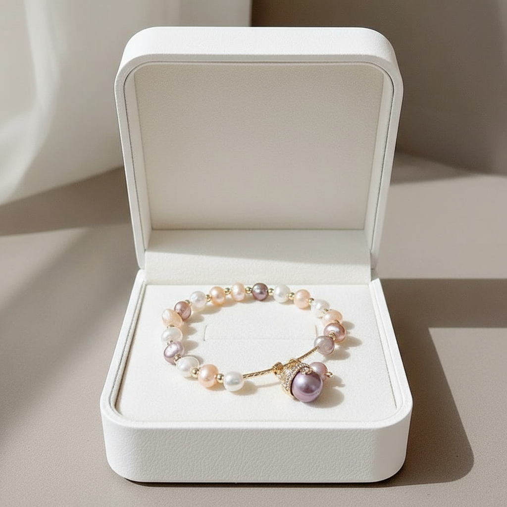 Lucky Cat Purple Pearl Bracelet