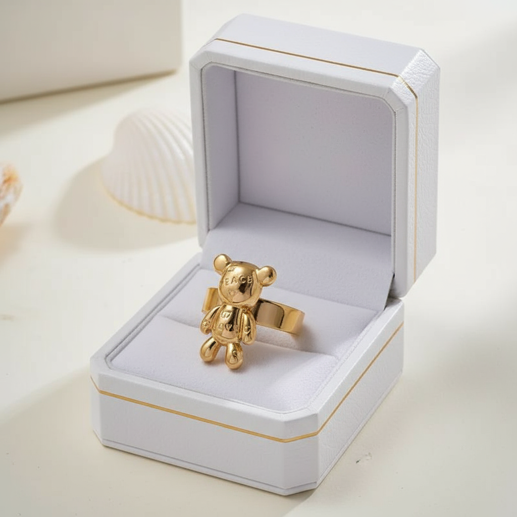 Gold Love Bear Ring
