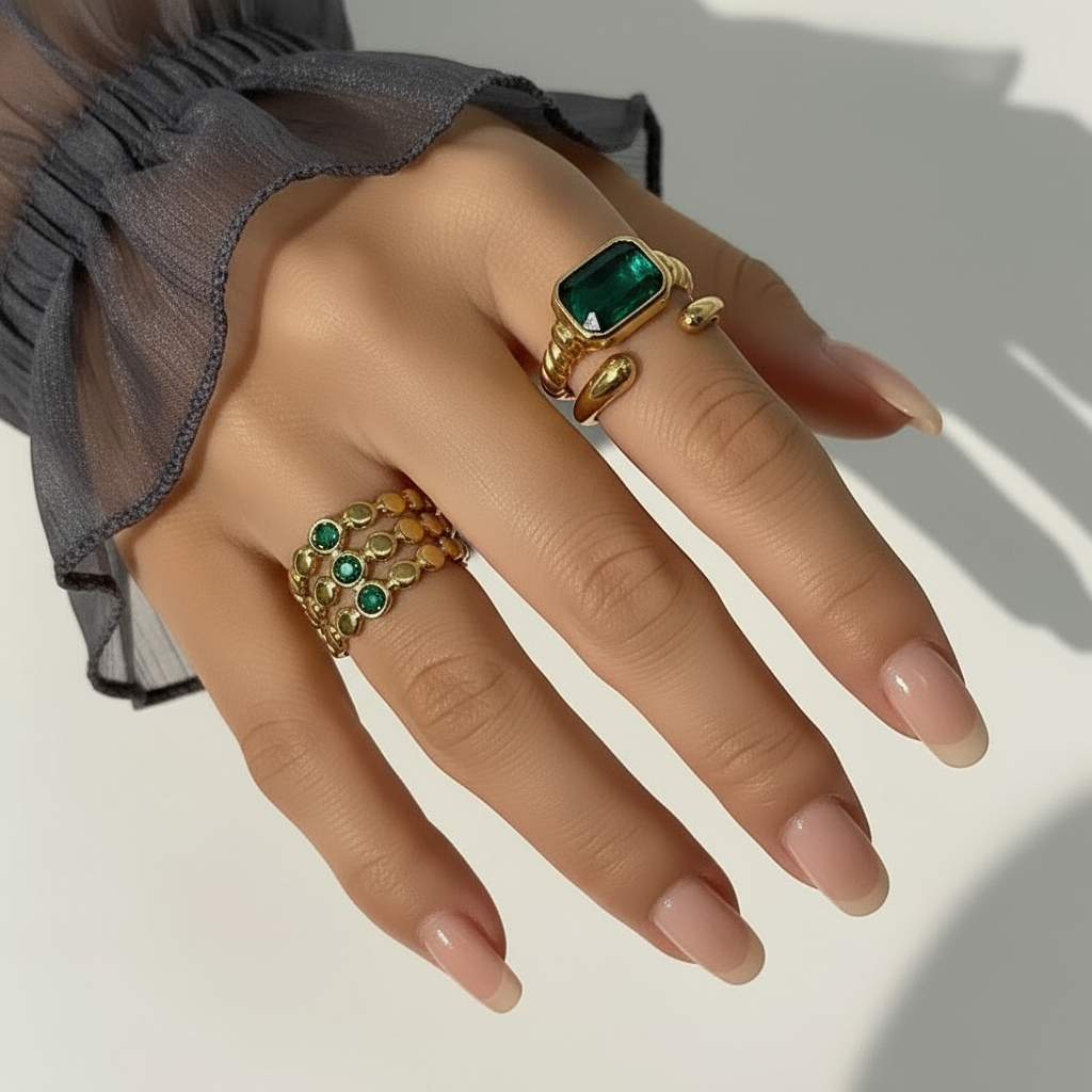 Emerald Cascade Ring