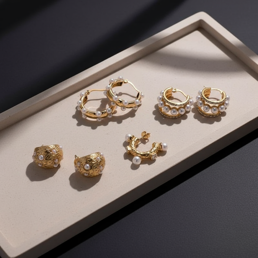 Gilded Pearl Earrings