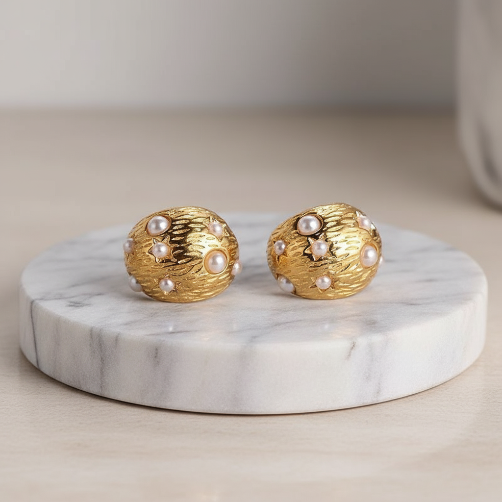 Gilded Pearl Earrings