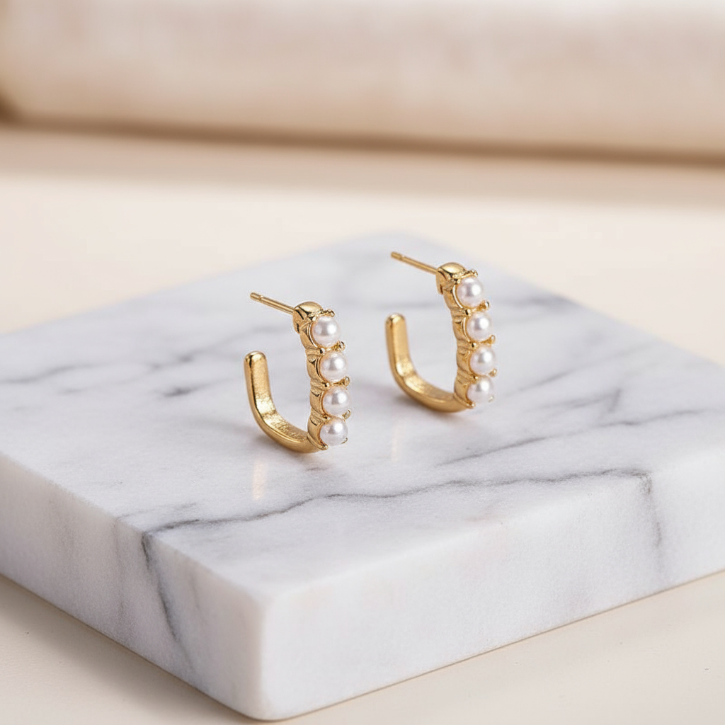 Gilded Pearl Earrings