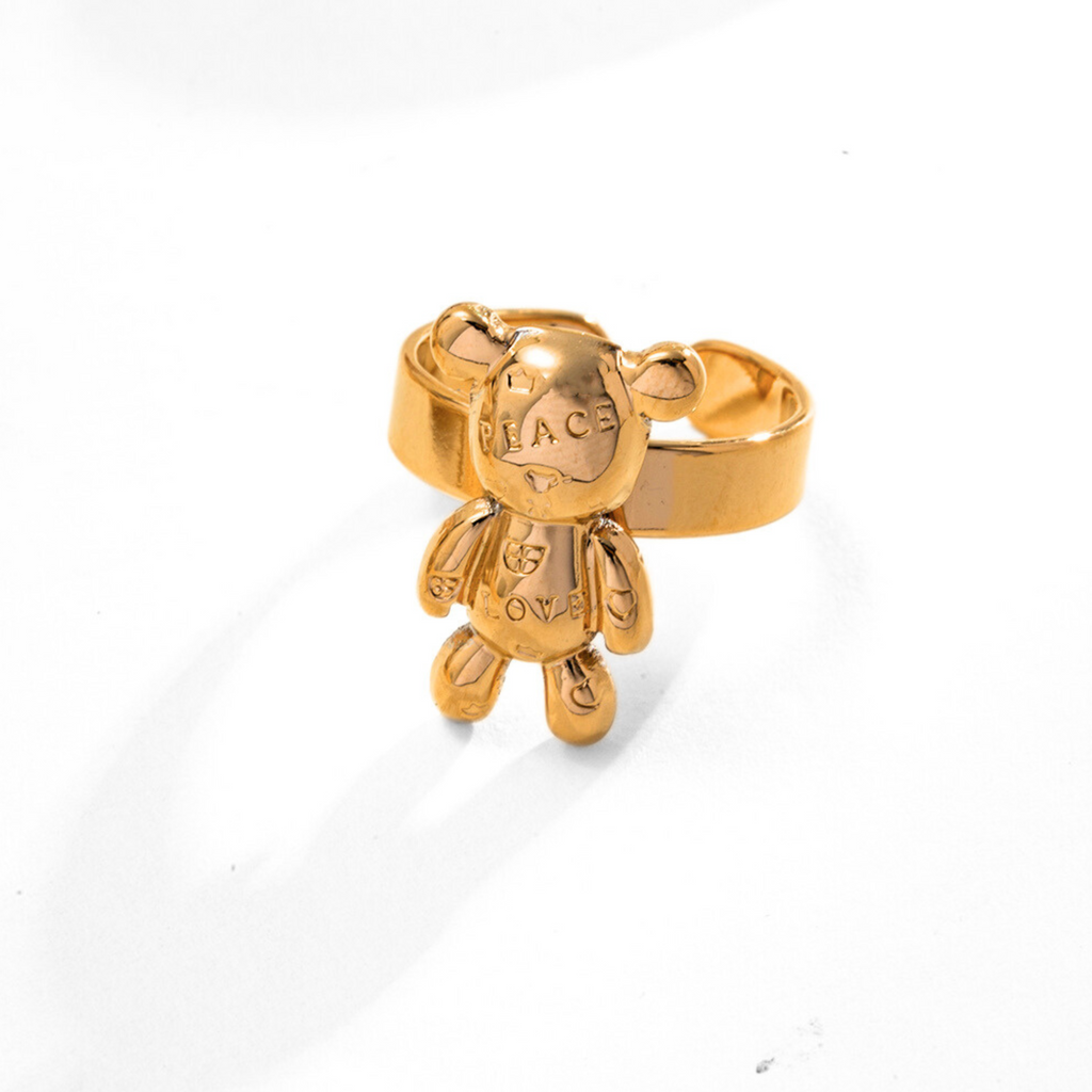 Gold Love Bear Ring