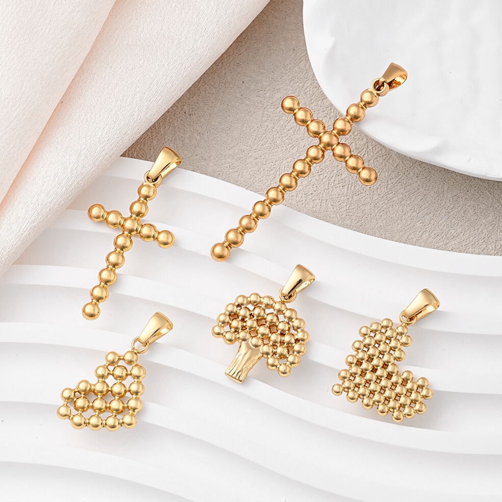 Beaded Mosaic Cross Pendant